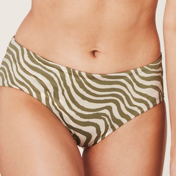 Andie Swim Stripe Olive Green Zebra Animal Print Hipster Bikini Bottom Swimsuit - Picture 1 of 11